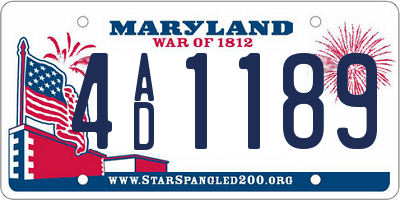 MD license plate 4AD1189