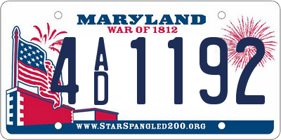 MD license plate 4AD1192