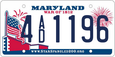 MD license plate 4AD1196