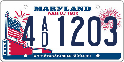 MD license plate 4AD1203