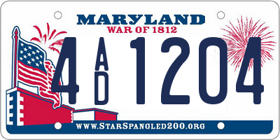 MD license plate 4AD1204