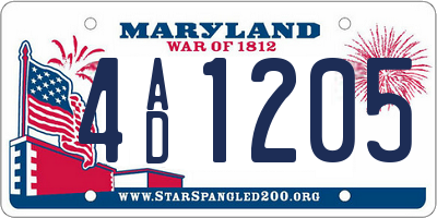 MD license plate 4AD1205