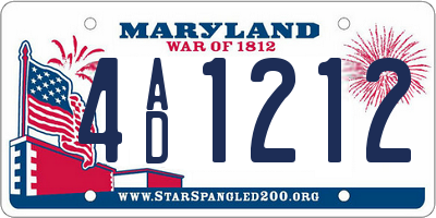 MD license plate 4AD1212
