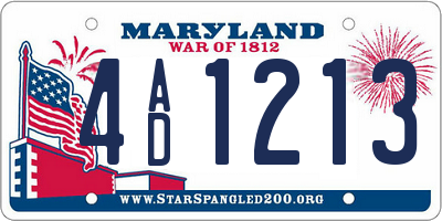 MD license plate 4AD1213