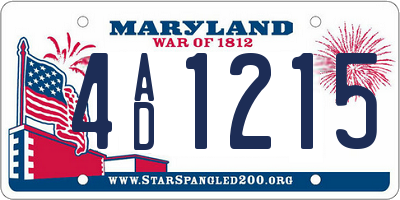 MD license plate 4AD1215