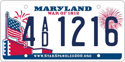 MD license plate 4AD1216