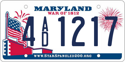 MD license plate 4AD1217