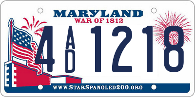 MD license plate 4AD1218