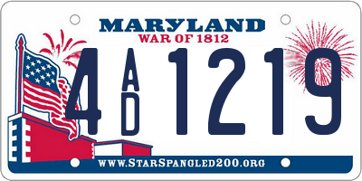 MD license plate 4AD1219