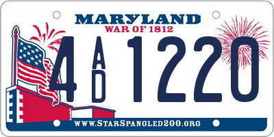 MD license plate 4AD1220