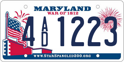 MD license plate 4AD1223