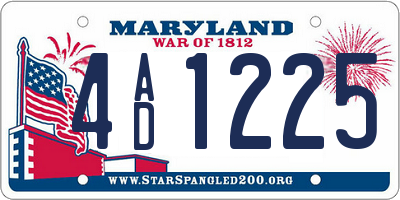 MD license plate 4AD1225