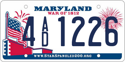 MD license plate 4AD1226