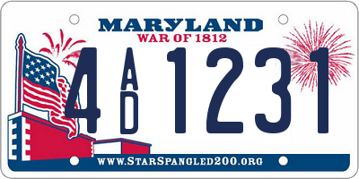 MD license plate 4AD1231