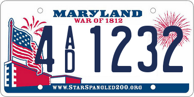 MD license plate 4AD1232