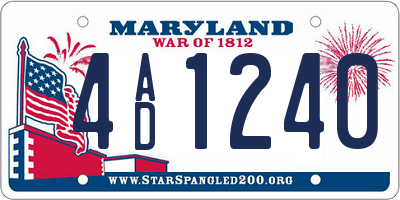 MD license plate 4AD1240