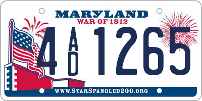 MD license plate 4AD1265