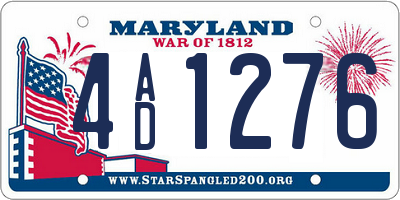 MD license plate 4AD1276