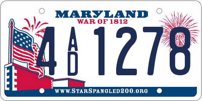 MD license plate 4AD1278
