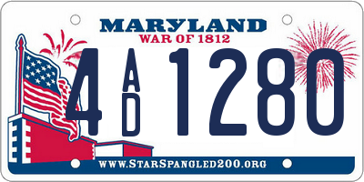 MD license plate 4AD1280