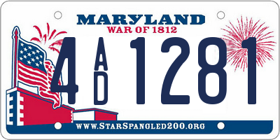 MD license plate 4AD1281