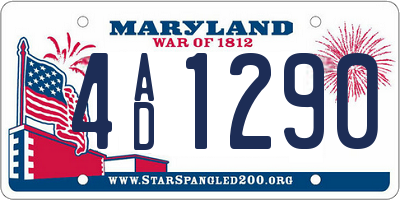 MD license plate 4AD1290