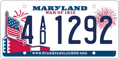 MD license plate 4AD1292