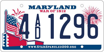 MD license plate 4AD1296