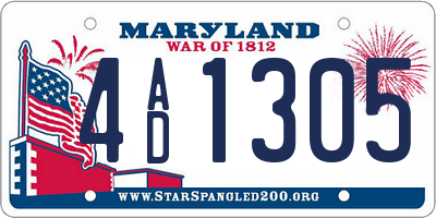 MD license plate 4AD1305