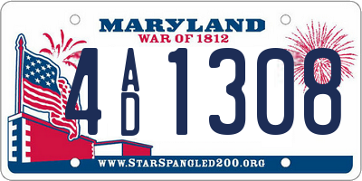 MD license plate 4AD1308