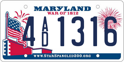 MD license plate 4AD1316