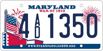 MD license plate 4AD1350