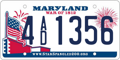 MD license plate 4AD1356