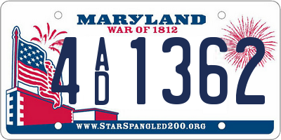 MD license plate 4AD1362