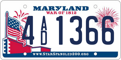 MD license plate 4AD1366