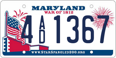 MD license plate 4AD1367