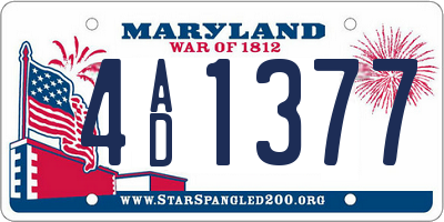 MD license plate 4AD1377