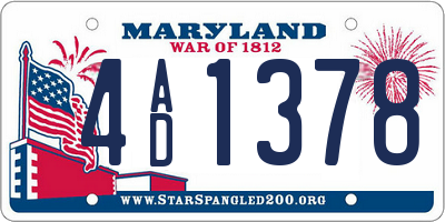 MD license plate 4AD1378