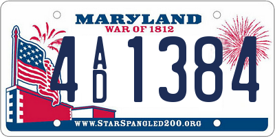 MD license plate 4AD1384