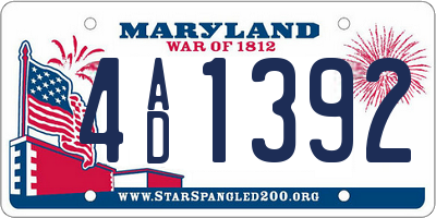 MD license plate 4AD1392