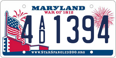 MD license plate 4AD1394