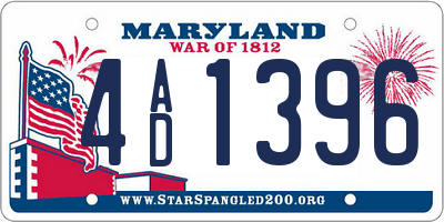 MD license plate 4AD1396