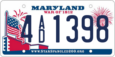 MD license plate 4AD1398