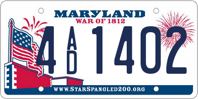 MD license plate 4AD1402