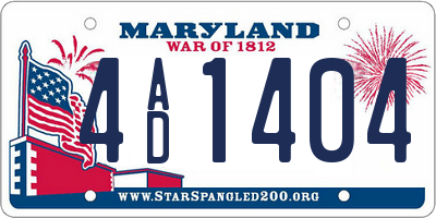 MD license plate 4AD1404