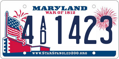 MD license plate 4AD1423