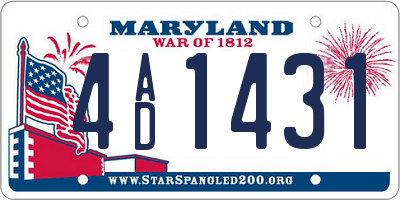 MD license plate 4AD1431