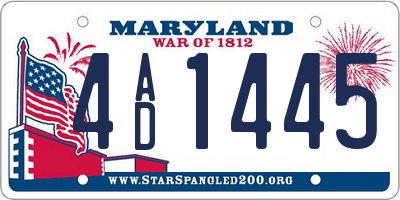 MD license plate 4AD1445