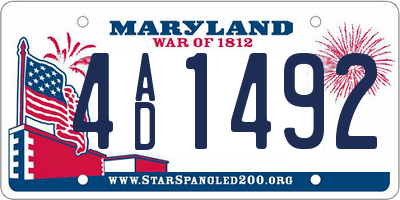 MD license plate 4AD1492