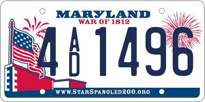 MD license plate 4AD1496
